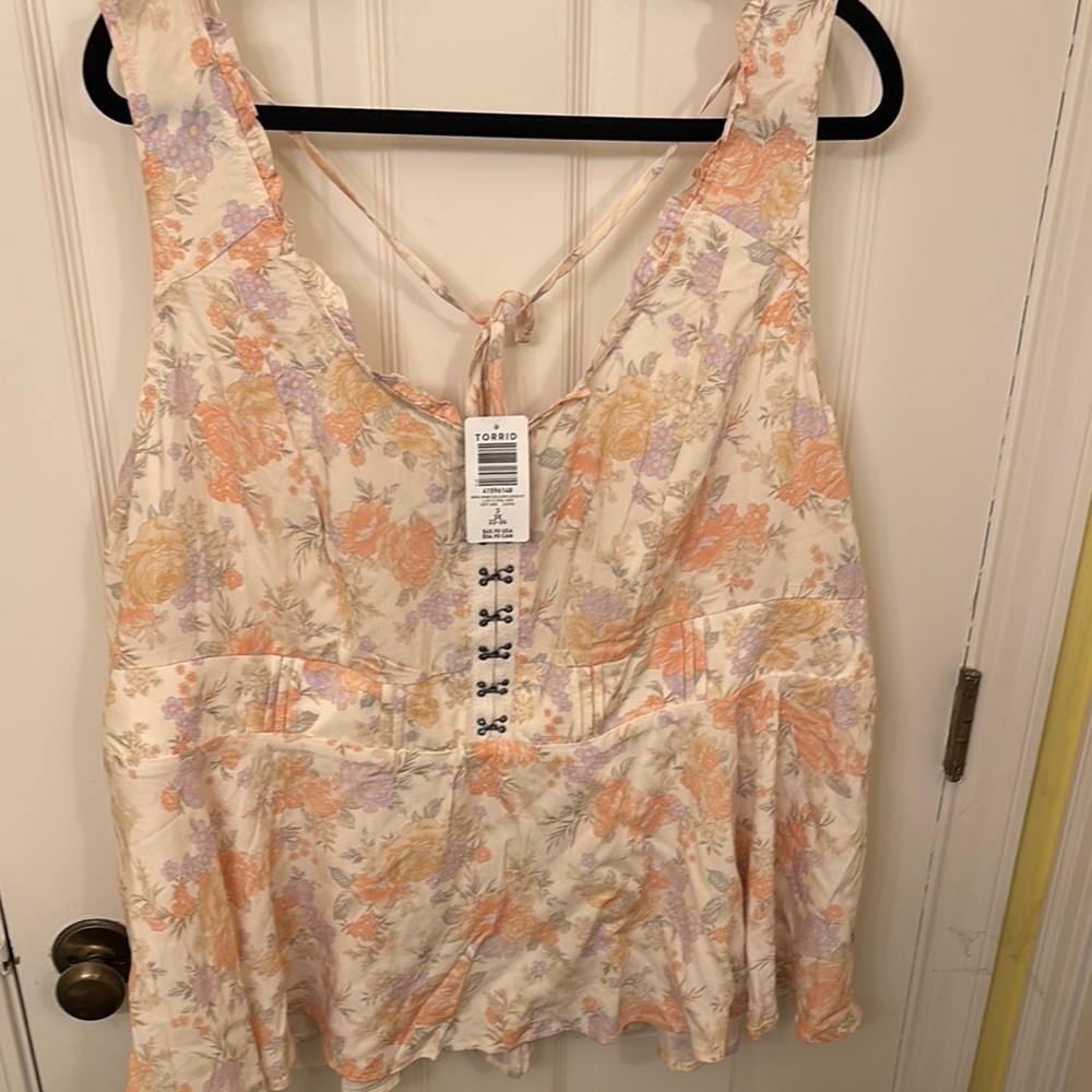 Torrid Babydoll Challis Corset Sleeveless Top NWT Size 3 - Picture 5 of 14